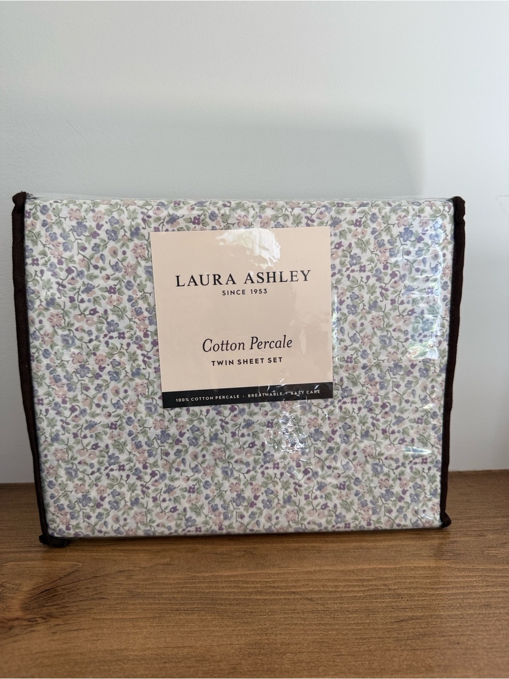 Laura Ashley Emogene Purple Cotton Percale Twin Sheet Set